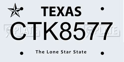 CTK8577 Texas License Plate