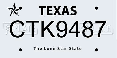 CTK9487 Texas License Plate