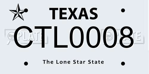 CTL0008 Texas License Plate