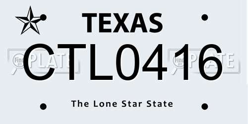 CTL0416 Texas License Plate