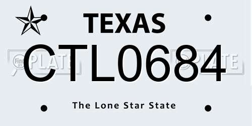 CTL0684 Texas License Plate