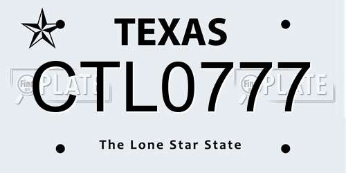CTL0777 Texas License Plate