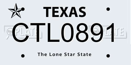 CTL0891 Texas License Plate