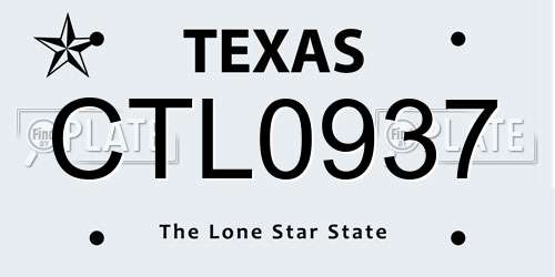 CTL0937 Texas License Plate