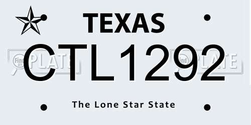 CTL1292 Texas License Plate
