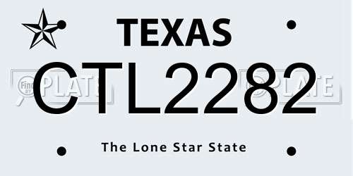 CTL2282 Texas License Plate