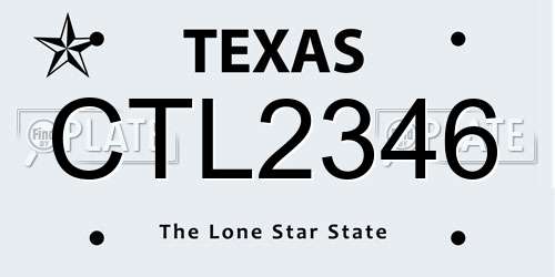 CTL2346 Texas License Plate