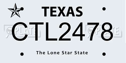 CTL2478 Texas License Plate
