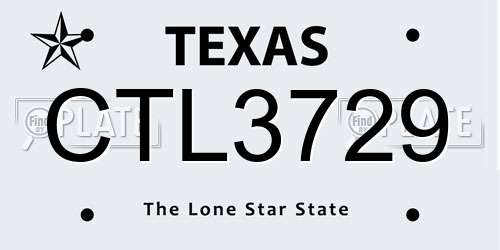 CTL3729 Texas License Plate