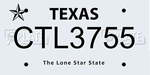 CTL3755 Texas License Plate
