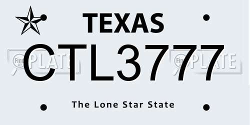 CTL3777 Texas License Plate