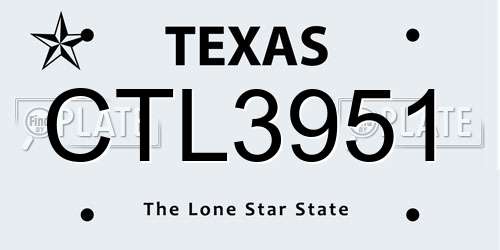 CTL3951 Texas License Plate