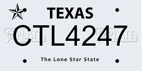 CTL4247 Texas License Plate