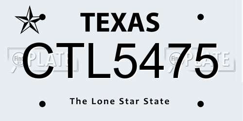 CTL5475 Texas License Plate