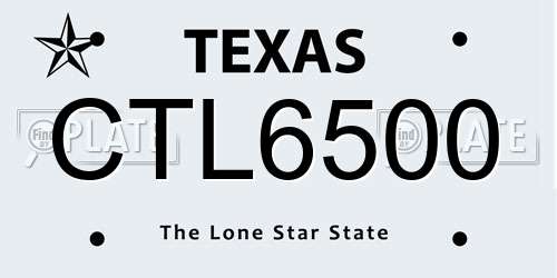 CTL6500 Texas License Plate