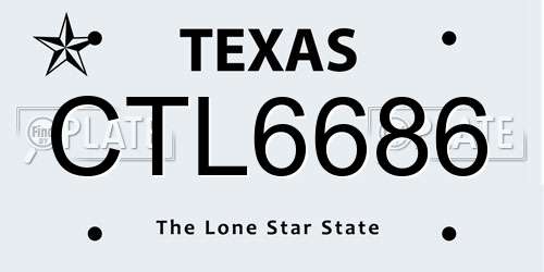 CTL6686 Texas License Plate
