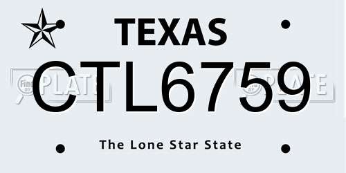 CTL6759 Texas License Plate
