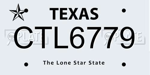 CTL6779 Texas License Plate