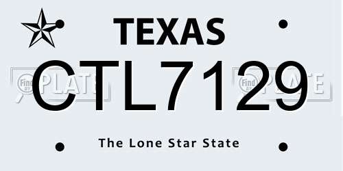 CTL7129 Texas License Plate