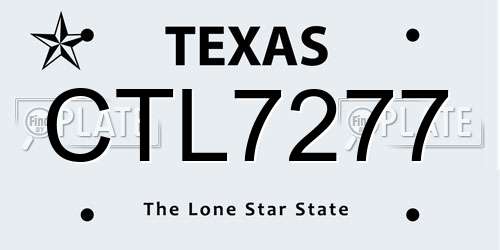 CTL7277 Texas License Plate