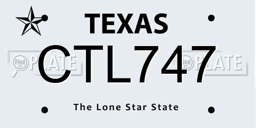 CTL747 Texas License Plate