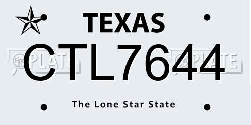 CTL7644 Texas License Plate