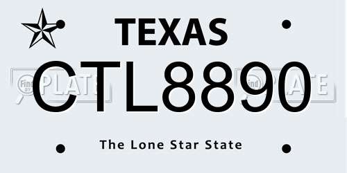 CTL8890 Texas License Plate