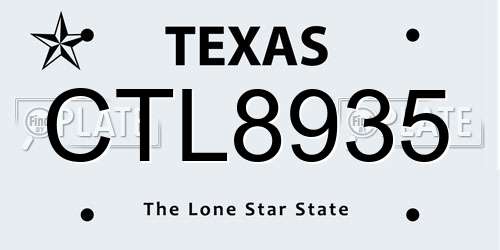 CTL8935 Texas License Plate