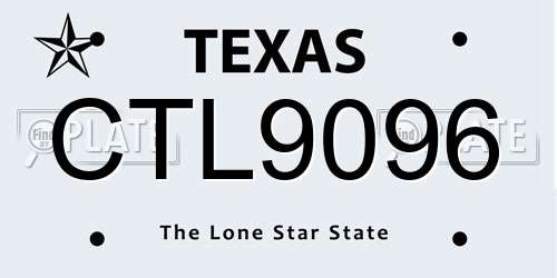 CTL9096 Texas License Plate