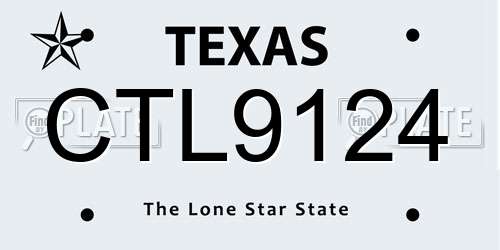 CTL9124 Texas License Plate