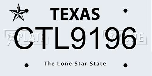 CTL9196 Texas License Plate