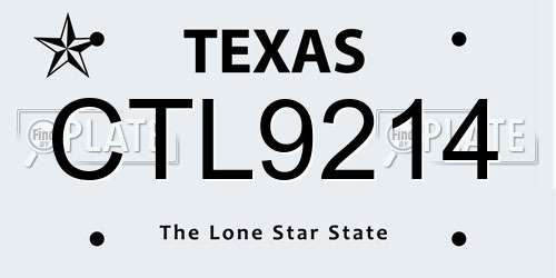 CTL9214 Texas License Plate