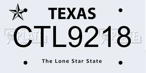 CTL9218 Texas License Plate