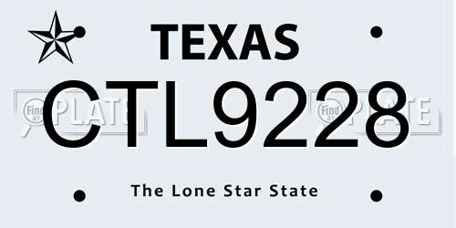 CTL9228 Texas License Plate