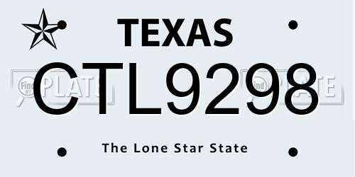 CTL9298 Texas License Plate