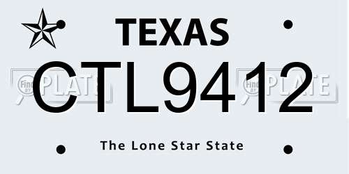 CTL9412 Texas License Plate