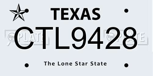 CTL9428 Texas License Plate