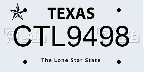 CTL9498 Texas License Plate