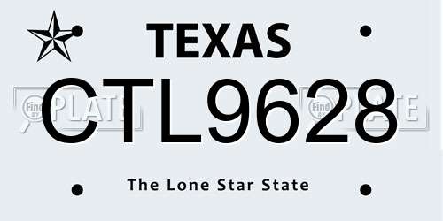 CTL9628 Texas License Plate