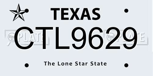 CTL9629 Texas License Plate