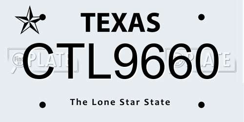 CTL9660 Texas License Plate