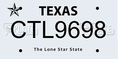 CTL9698 Texas License Plate
