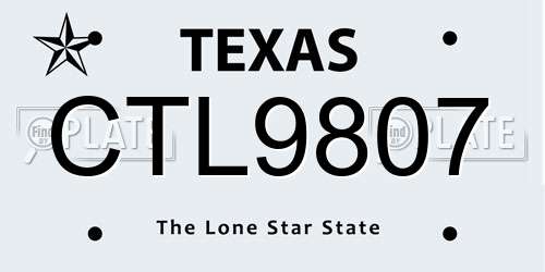 CTL9807 Texas License Plate