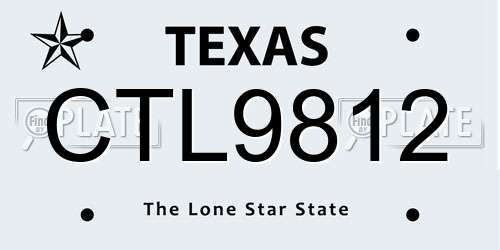 CTL9812 Texas License Plate
