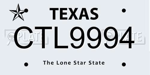 CTL9994 Texas License Plate