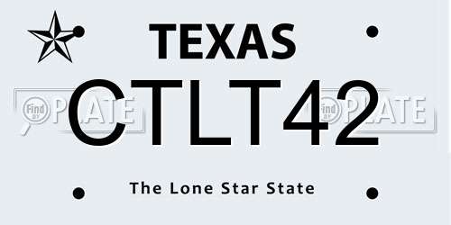CTLT42 Texas License Plate
