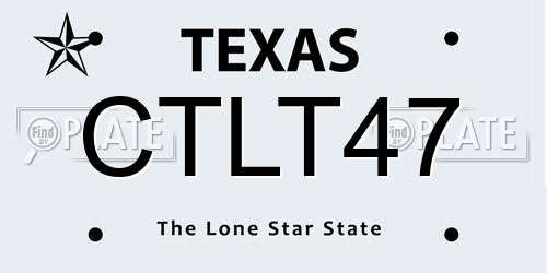 CTLT47 Texas License Plate