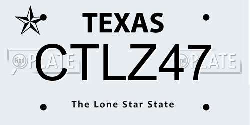 CTLZ47 Texas License Plate
