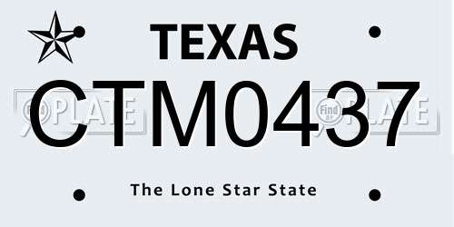 CTM0437 Texas License Plate