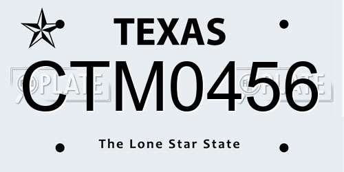 CTM0456 Texas License Plate